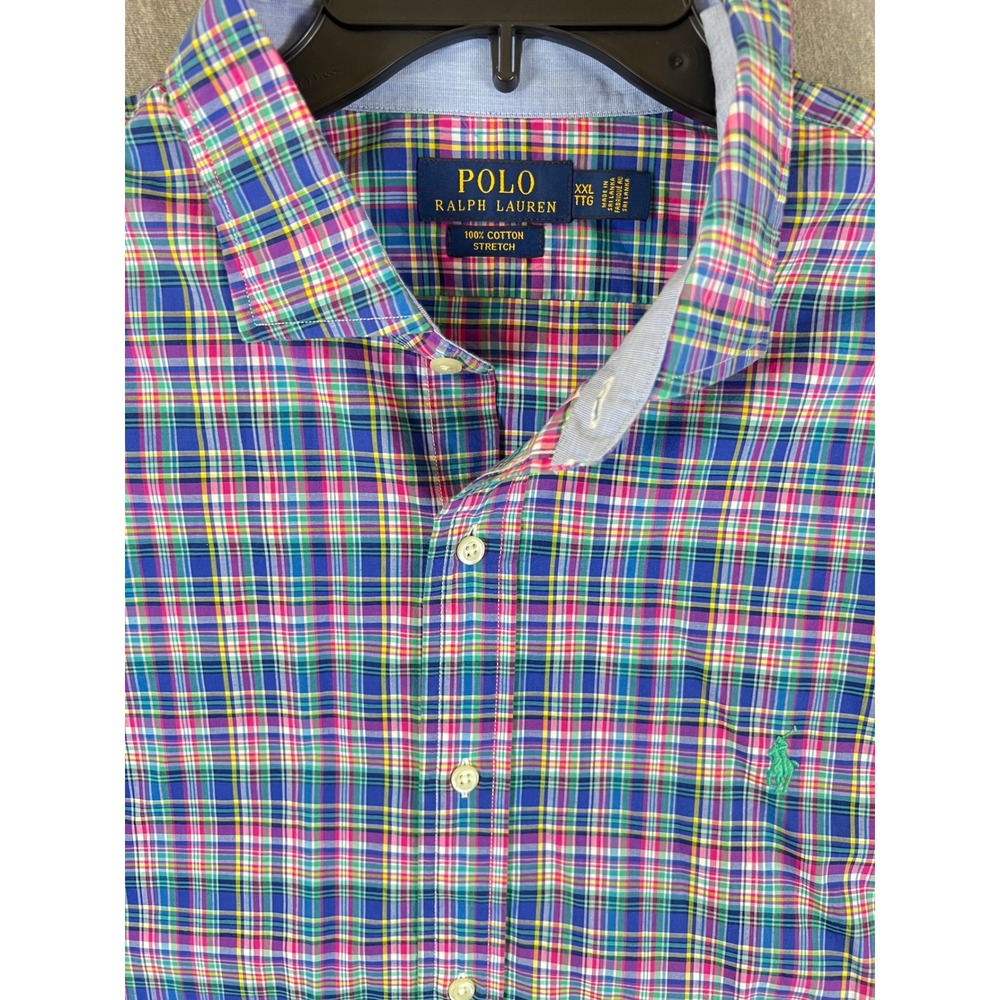 Polo Ralph Lauren Mens XXL Plaid Button Down Shirt Long Sleeve Cotton Stretch